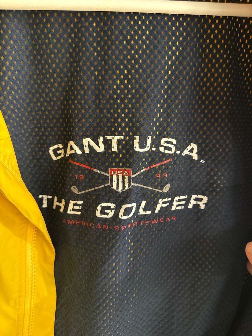 Excellent Vintage Gant USA The Golfer Yellow Hooded Windbreaker Jacket - Picture 4 of 6